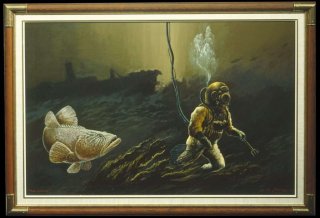 The Diver with Giant Groper